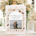 Sedona Garden Flowers Wedding Day Program Programme<br><div class="desc">This gorgeous, folded wedding day ceremony program is easy to personalise for your big day. An arch of watercolor flowers surround a favourite photo on the front. Inside includes your ceremony participants and order of service. Use the back cover for a note from the couple. Some artwork by Julia Dreams...</div>
