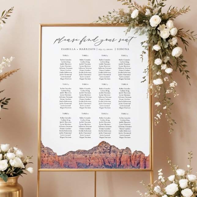 SEDONA Painted Skyline Wedding Seating Chart (Creator Uploaded)