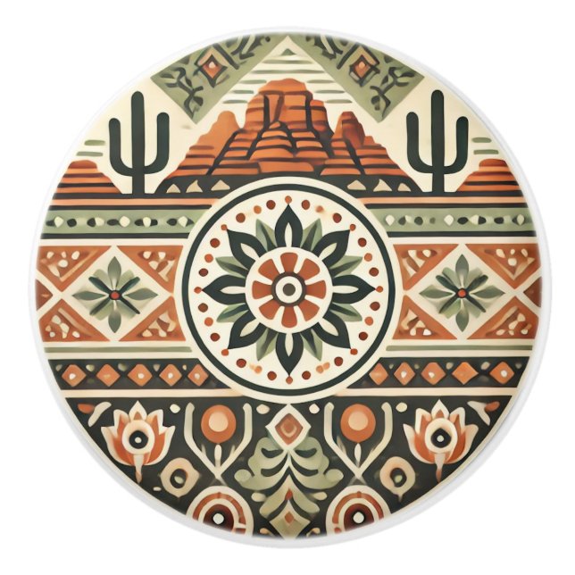 Sedona Southwest Desert Colours Icons & Style Ceramic Knob (Front)