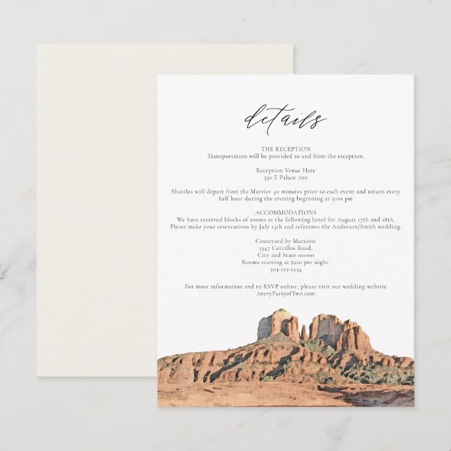 SEDONA Watercolor Desert Arizona Details Card (Front/Back)