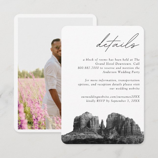 Sedona Wedding Hotel Room Block Details Enclosure Card (Front/Back)