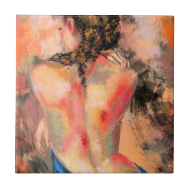 Seductive Lady - Abstract Woman Body Painting Art  Tile (Front)