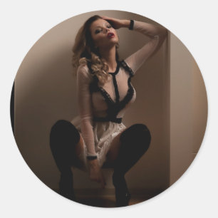 Seductive Photo Classic Round Sticker