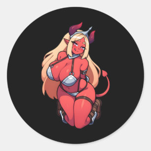 Seductive Tiefling Demon Girl Fantasy Art Sticker