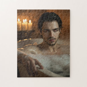 Seductive Vlad Vampire in Bubble Bath Jigsaw Puzzle