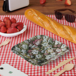 Sedum Spathulifolium Succulents Floral Paper Plate