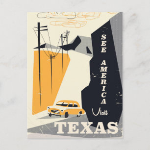 See america - Texas 1950s vintage travel poster Postcard
