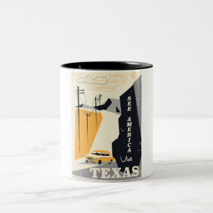 See america - Texas 1950s vintage travel poster Two-Tone Coffee Mug