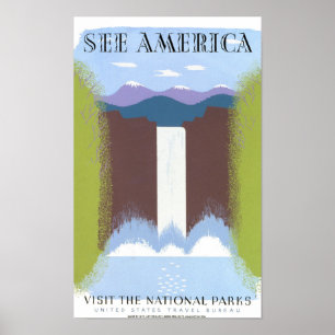 See America USA Vintage Poster Restored