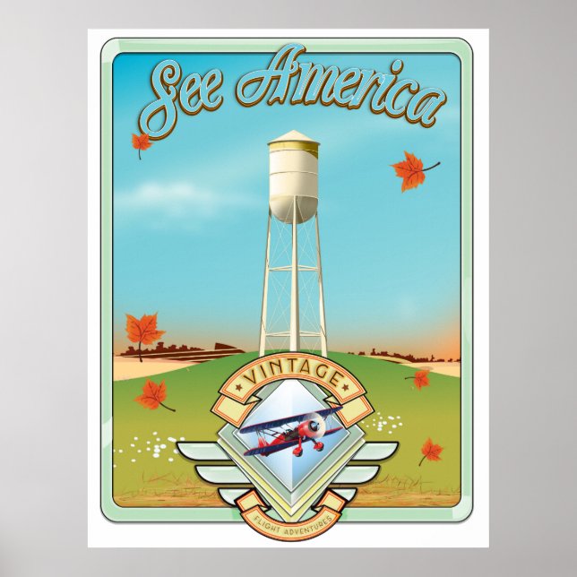 See America Vintage 50's style flight poster (Front)