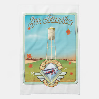 See America Vintage 50's style flight poster Tea Towel