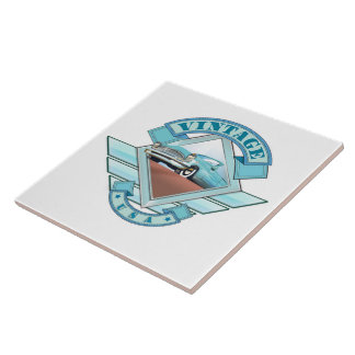 See America Vintage 50's style flight poster Tile