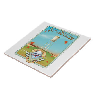 See America Vintage 50's style flight poster Tile