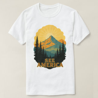 See America Vintage Mountain Travel Art T-Shirt