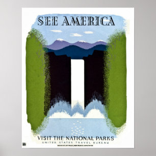 See America Visit National Parks vintage Poster