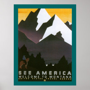 See America Welcome to Montana (border) Poster