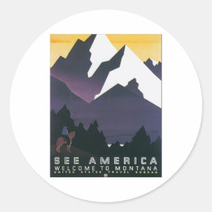 See America Welcome to Montana Classic Round Sticker