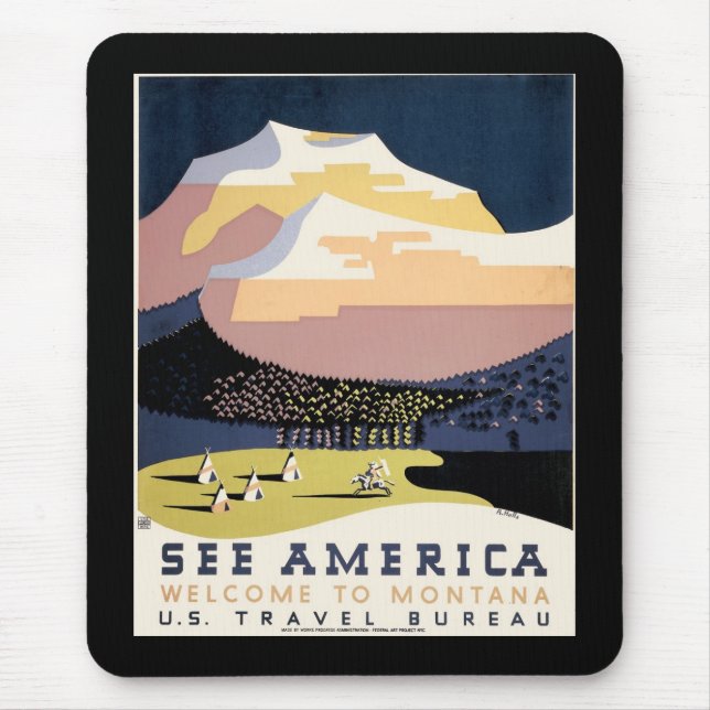 See America ~ Welcome to Montana Mouse Mat (Front)