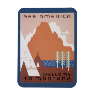 See America Welcome to Montana, Vintage Travel Magnet