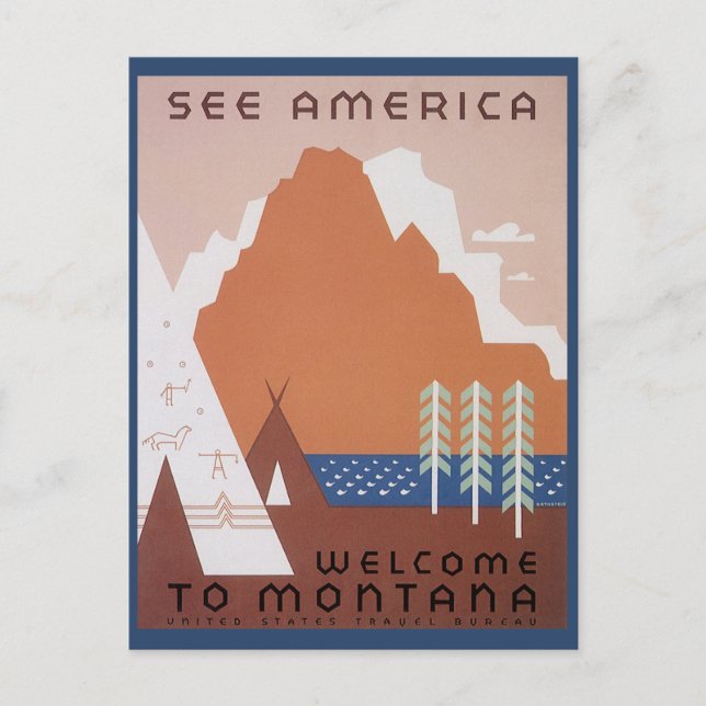 See America Welcome to Montana, Vintage Travel Postcard (Front)