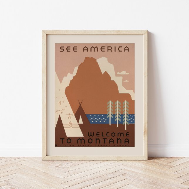 See America Welcome to Montana | Vintage Travel Poster (Creator Uploaded)