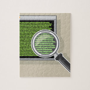 See code through magnifying glass jigsaw puzzle
