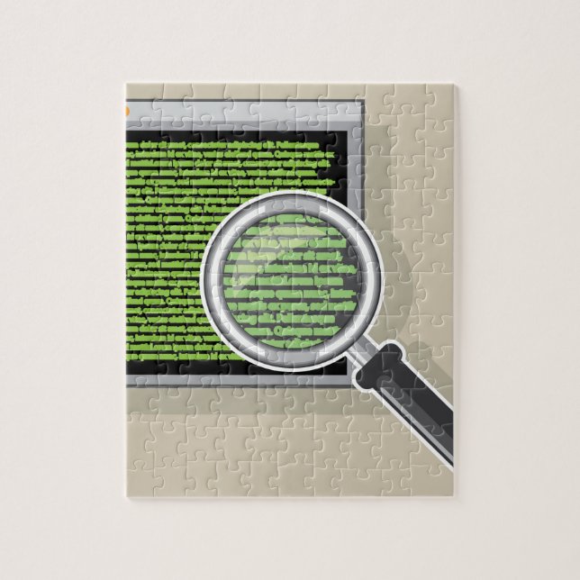 See code through magnifying glass jigsaw puzzle (Vertical)