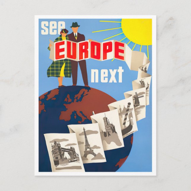 See Europe next vintage travel Postcard (Front)