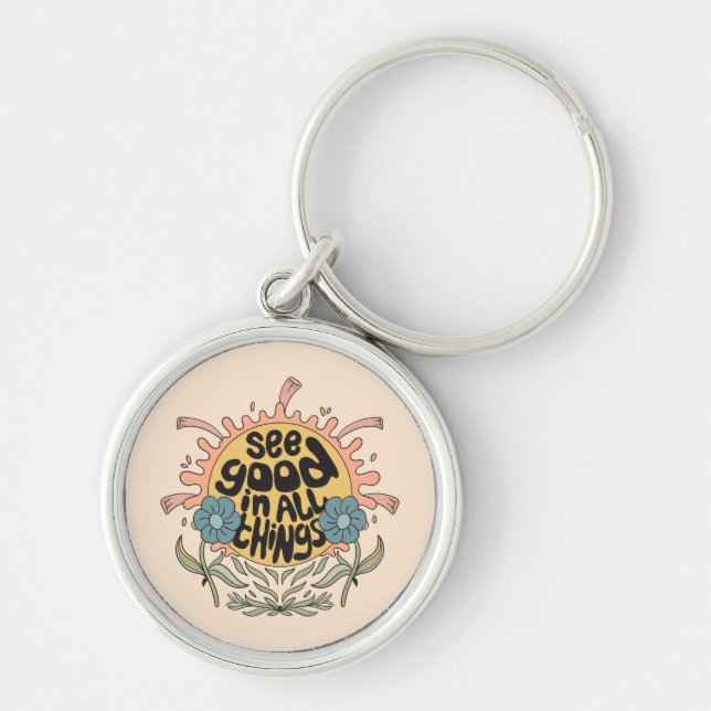 See Good in all Things Hippie Graphic Key Ring (Front)