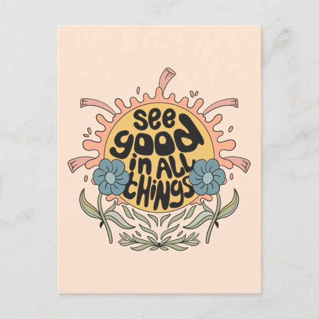 See Good in all Things Hippie Graphic Postcard (Front)