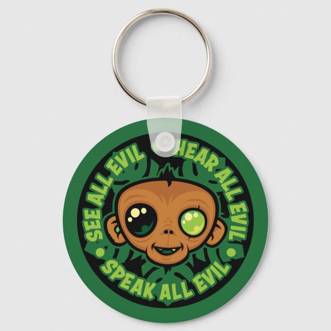 See, Hear and Speak All Evil Monkey Key Ring (Front)