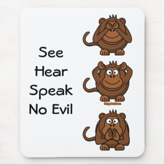 See Hear Speak No Evil Monkeys, SeeHearSpeakNo ... Mouse Mat