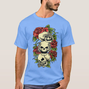 See Hear Speak No Evil Skeletons and Roses  T-Shirt