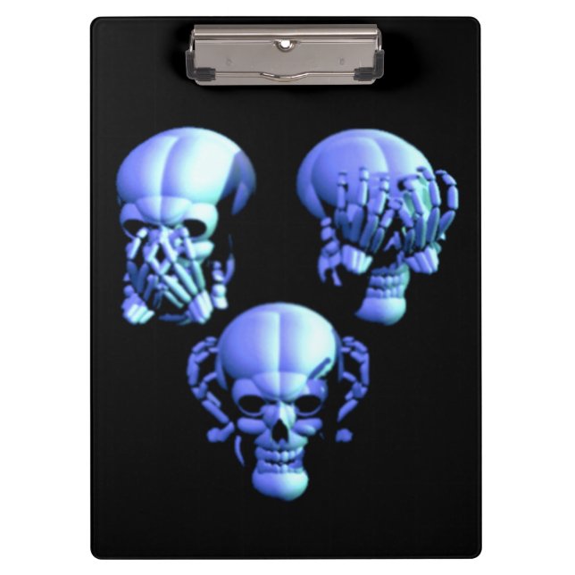 See Hear Speak No Evil Skulls Clipboard (Front)