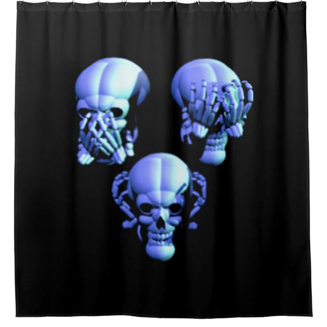 See Hear Speak No Evil Skulls Shower Curtain (Front)