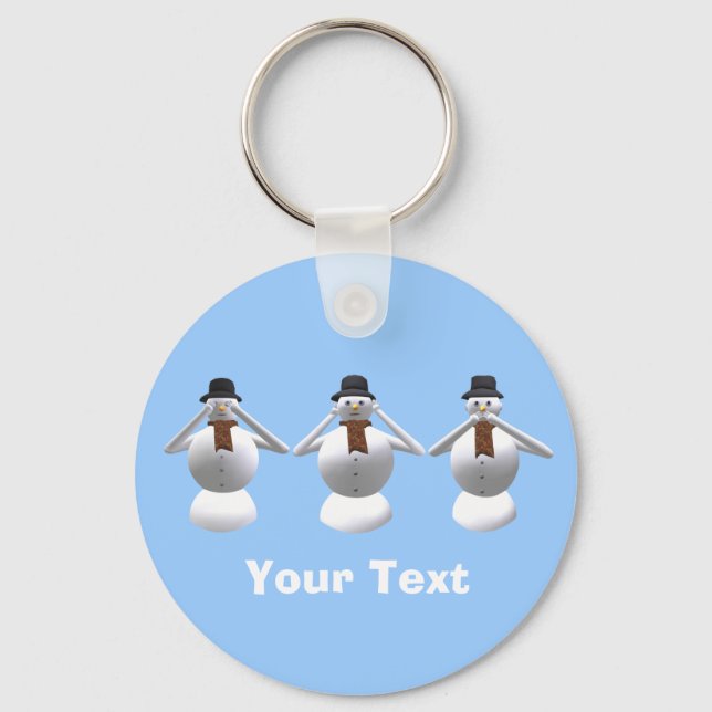 See, Hear, Speak No Evil Snowman Christmas Keyring (Front)