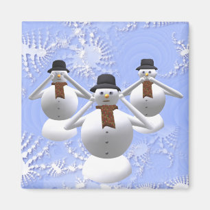 See, Hear, Speak No Evil Snowman Christmas Magnet