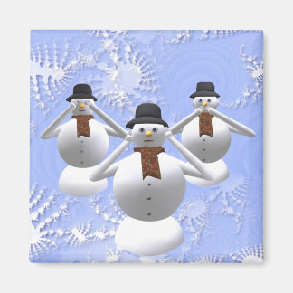 See, Hear, Speak No Evil Snowman Christmas Magnet