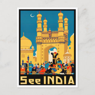 See India vintage travel Postcard