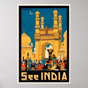 See India Vintage Travel Poster - Framed Unframed