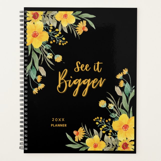 See It Bigger Elegant Dark Floral  Planner (Front)
