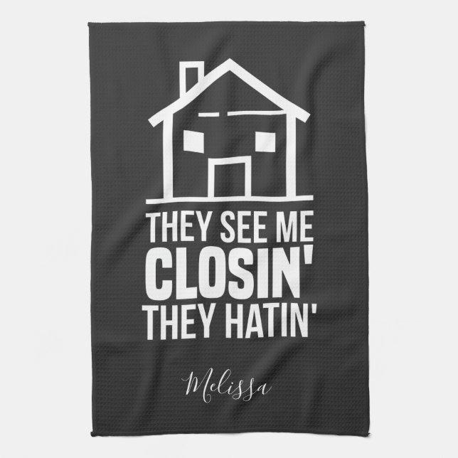 See Me Closing Realtor Estate Agent Personalised Tea Towel (Vertical)