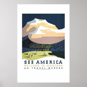 See Montana 1930s WPA Vintage Style See America Poster