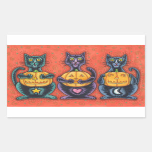 SEE NO EVIL BLACK CAT STICKERS SHEET Rectangle