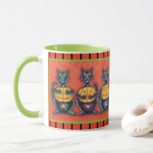 SEE NO EVIL BLACK CATS, HALLOWEEN COMBO MUG