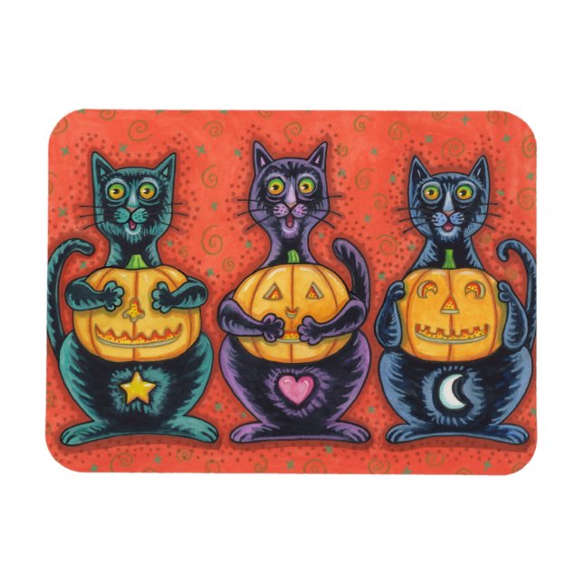 SEE NO EVIL BLACK CATS HALLOWEEN MAGNET Rectangle (Horizontal)