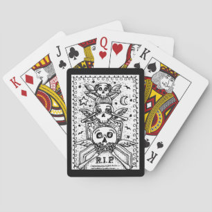 SEE NO EVIL CEMETERY SKELETON TOMBSTONE, HALLOWEEN PLAYING CARDS