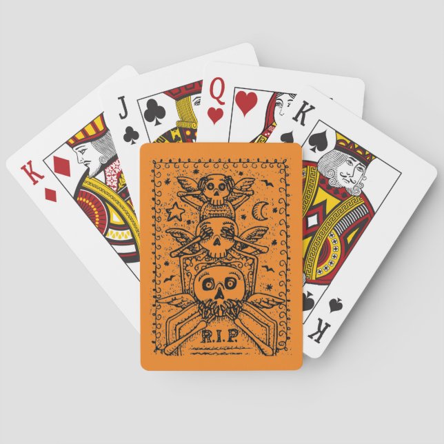 SEE NO EVIL CEMETERY SKELETON TOMBSTONE, HALLOWEEN PLAYING CARDS (Back)