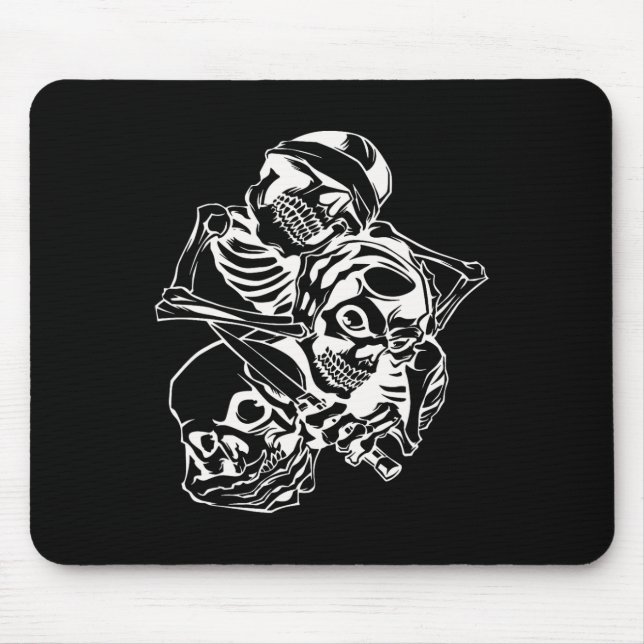See No Evil Hear No Evil Speak No Evil 3 Wise Skel Mouse Mat (Front)
