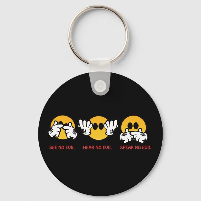 See No Evil, Hear No Evil, Speak No Evil Key Ring (Front)